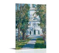 Childe Hassam Masterpiece Poster《The Church at Gloucester》 Canvas Wall Art Decorative Bedroom Modern Home Print Picture Artworkss 08x12inch(20x30cm)