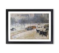Childe Hassam Winter in Union Square Framed Print | A2 Oak Framed Wall Art | Ready to Hang | Modern Landscape Picture | Living Room Bedroom Lounge Office