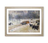 Childe Hassam Winter in Union Square, Washington Classic Painting Framed Wall Art Print, Ready to Hang Picture for Living Room Bedroom Home Office Décor, Oak A2 (64 x 46 cm)