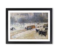 Childe Hassam Winter in Union Square, Washington Classic Painting Framed Wall Art Print, Ready to Hang Picture for Living Room Bedroom Home Office Décor, Black A3 (46 x 34 cm)
