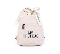 CHILDHOME, Baby Backpack, School, Kindergarten, Nursery, Two Compartments, Lunchbag/Bottle Capacity, Removable Safety Buckle, Waterproof, My First Bag, Teddy Ecru