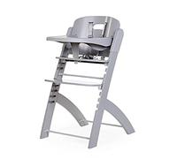 CHILDHOME, Evolutive Baby High Chair : from 6 Months to 85KG, Tablet Included, Beechwood, Cradle, Safety Harness 5 Points, Invisible Screws, Evosit Grey
