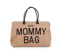 Childhome Mommy Bag - Large Capacity Baby Changing Bag with Adjustable Shoulder Strap, Compartment, Insulated Pocket, Raffia