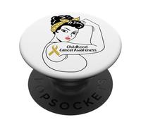 Childhood Cancer Awareness Strong Women PopSockets Adhesive PopGrip