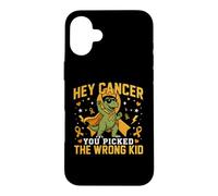 Childhood Cancer Awareness Survivor Wrong Kid Dino Support Case for iPhone 16 Plus