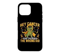 Childhood Cancer Awareness Survivor Wrong Kid Dino Support Case for iPhone 16 Pro Max