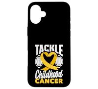 Childhood Cancer Tackle Football Gold Ribbon Awareness Case for iPhone 16 Plus