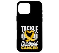 Childhood Cancer Tackle Football Gold Ribbon Awareness Case for iPhone 16 Pro Max