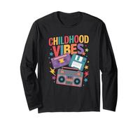 Childhood Vibes vintage retro 90s casette disco 1990s Long Sleeve T-Shirt
