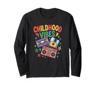 Childhood Vibes vintage retro 90s casette disco 1990s Long Sleeve T-Shirt