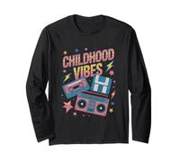 Childhood Vibes vintage retro 90s casette disco 1990s Long Sleeve T-Shirt