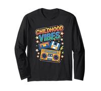 Childhood Vibes vintage retro 90s casette disco 1990s Long Sleeve T-Shirt