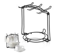 CHILDIKE Coffee Cup Rack, Tea Cup Holder Stand Dishes Organizer, Teacup Display Stand, Iron Tea Set Basket Holder Cup Drying Rack for Counter (Black)