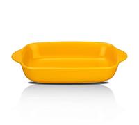 CHILDIKE Matte Ceramic Small Baking Dish, Rectangular Bakeware with Double Handle, Roasting Lasagna Pan, 19 x 13 cm, Yellow