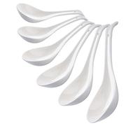 CHILDIKE Porcelain Soup Spoons Set of 6, 6.6 Inch Ceramic Chinese Spoons, White