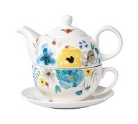 CHILDIKE Porcelain Tea for One, Hand Painted Watercolor Floral Teapot and Cup Set, Blooming Flowers