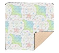 Childish Animal Manta Ray Green Soft Padded Baby Play mat Foldable for Floor Washable Foldable Baby Tummy time Play mat for Babies Infants Toddlers, 50'' x 50''tapete para juegos de
