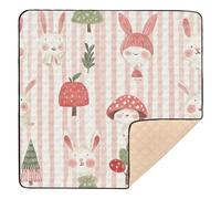 Childish Bunny Blush Color Stripe Large Non-Slip Baby Gym & Activity Mat for Floor Comfortable Kicking Mat for Babies Infants Toddlers, 50'' x 50''