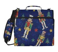 Childish Cartoon Nutcracker Soldiers Blue 3 Ringing 1.5 inch Binder with Zipper with Handle and Removable Shoulder Strap Multi-Pocket Document Organizer Suitable for Middle School Organizador de