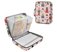 Childish Cartoon Nutcracker Soldiers Pink Folder with Pocket 7 Pockets A4 Letter Size with Zipper Closure for Office Organizer File Folder