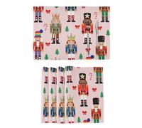 Childish Cartoon Nutcracker Soldiers Pink placemats for Dining Table Cork Backed Set of 4, Dinner placemats Heat Resistant Waterproof