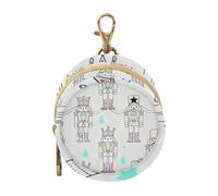 Childish Cartoon Nutcracker Soldiers White Baby Girl Pacifier Holder Case Portable Key Chain Wallet, Baby Items Container Box