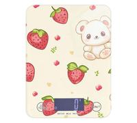 Childish Cute Beers Sstrawberry Beige LCD Display Food Scale Small 11lb/0.18oz, 5kg/5g Digital Scale Small Grams with 4 Unit for Cooking Roasting Meal Prep (Batteries not Included)