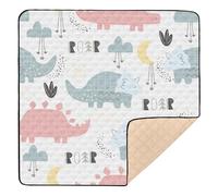 Childish Cute Dinosaurs Soft Thick Baby Playmat for Floor Portable Tummy Time Activity Mat for Babies Infants Toddlers, 50'' x 50''