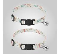 Childish Cute Unicorns Cloud Stars White Collar for Puppy Release Buckle Girl and Boy Collar 2 Pack