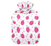 Childish Pink Strawberry Polka Dot hot Waterbottle with Soft Cover, 1L hot compresses for The Body for ( Scenario), Arthritis, compresas calientes para el vientre