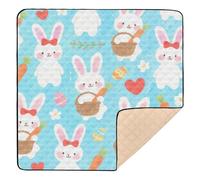 Childish Rabbits Carrot Soft Foam Baby Gym & Activity Mat for Floor Lightweight Tummy Time Mat for Babies Infants Toddlers, 50'' x 50''