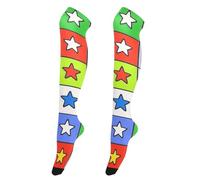 Childish Stars Checkered Colorful Women'S Tall Knee High Socks Soft And Comfortable Over The Knees Socks for Office Ladies Leg Warmers for Daily Office Wear medias de navidad para ni?as 1 pair