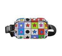 Childish Stars Chequered Colourful Stylish Shoulder Bag for Business Women Waterproof with Adjustable Strap for Travel, Running, Hiking, Bolsa de Cintura Para, Children's Stars, Checked, Children's