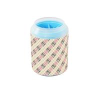 Childish Tartan Check Pattern Rosy Beige Reusable Pet Foot Cleaner Soft Silicone Bristles Feet Cleaning Kit for Small & Medium Dogs limpiador de patas para perro