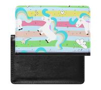 Childish Unicorn Seamless On Colorful Rainbow Stripes Women's Passport Protector, Men's Passport Protector, PU Travel Passport Protector for Women Men Worker 5.8 x 3.9 x 0.4 inch