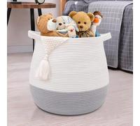 childishness ndup Large Woven Storage Basket,17.7"x16.9" Cotton Rope Basket (Minimalist, Grey)