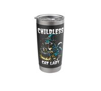 Childless Cat Lady Black Kitten Witchy Halloween Cauldron Stainless Steel Insulated Tumbler
