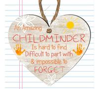 Childminder Heart Plaque - MDF Wood | "An Amazing Childminder" | Appreciation Gift | 3 Sizes 10cm - 15cm - 23cm (Large: 23 cm (H) × 20 cm (W))