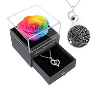 Childom Birthday Gift for Women,Rainbow Preserved Flowers Rose Gifts for Mum,Christmas Rose Gifts For Women Her Friend,Romantic Valentines Present for Teacher Wedding Anniversary Engagement Graduation