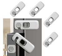 Childproof Refrigerator Lock, Baby Safety French Fridge Door Lock Freezer Lock, Invisible Cabinet Cupboard Lock for Toddlers, Easy to Install(5 Pack)