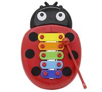 Children 5 Tones Xylophone Glockenspiel Cartoon Ladybird Shape with Mallet Percussion Musical Instrument Toy for Training Rhythm Sense Cultivating Ability Birthday Festival