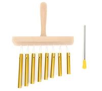 Children 8 Tone Wind Chimes, Single Row Tube Chime with Wooden Handle Percussion Instruments Orff Preschool Toys (Gold