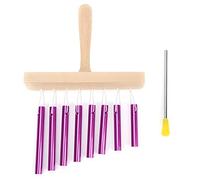 Children 8 Tone Wind Chimes, Single Row Tube Chime with Wooden Handle Percussion Instruments Orff Preschool Toys (Purple