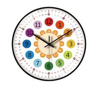 Children 8Inch Cartoon Wall Clock Quiet Movement Telling Time Teaching Clock Easy Time Reading For Early Education Management