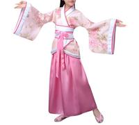 Children Ancient Medieval Court Performance Cosplay Garb Historical Elegant Formal Theme Party Outfit Dress, Boys Girls Unisex Fancy Classic Traditional Fairy Tale Costume #D Pink