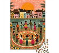 Children And The Elderly Stand in A Circle, Holding Hands Jigsaw Puzzles for Adults And Kids. 1000 Pieces Whimsical Challenge Toy Educational Game Home Decor 38x26cm/1000pcs