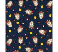 Children Animal Hedgehog Spring Owls Autumn Multicoloured Polycotton Prints (Per Metre) - Sewing Quilting Dress Fabric - Simply Sew Crafty™(1 Metre,Hedgehog - Navy)