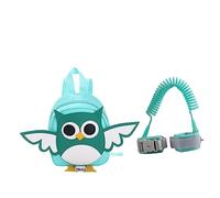 Children Anti Lost Mini Backpack with Wrist Link Green Nylon | Back to School Cartoon Owl Pattern, Adjustable Shoulder Strap, Baby Children Travel Use