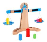 Children Balance Scale Wooden Balance Scale Educational Toy Learning Scale Weighing Scale With Beechwood Stand And Cylindrical Weights Suitable for Classroom Teaching Homeschool Activities