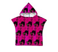 Children Bath Towel Robe Fansu Kids Cartoon Pattern Hooded Beach Pool Poncho Swimming Blanket for Girl & boy (60 * 60cm,Black cat)